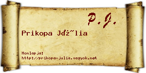 Prikopa Júlia névjegykártya
